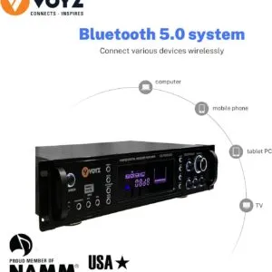 VOYZ 5000W Bluetooth Hybrid Home Amplifier - Home Audio Rack Mount Stereo Power Amplifier Receiver w/Radio Multi-Channel, AM/FM, USB, Karaoke, Remote, Home Audio Receiver System - Image 7