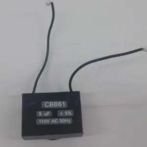 Capacitor,Fan ,w/ 2 Wires,(CBB61) 5µF ± 5%, 110V AC, 50Hz, Black