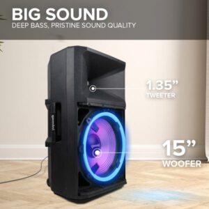 High Power Bluetooth Speaker with Party Lights, Microphone, and Speaker Stand - Image 4