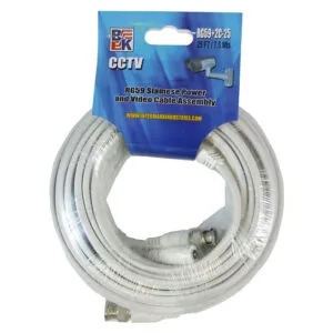 Cable, Siamese, Power + Video, 25ft, White, BK