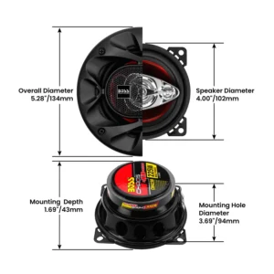 Speaker, Car, 4 inch, 3-way, 225w, Boss - Image 4