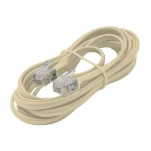 Telephone Line Cord , Straight, 25ft, Ivory, Miyako