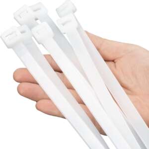 Cable Ties, Nylon, 12", White, 300mm x 3.6mm, "Taltool"