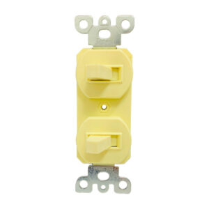 Switch, Wall, Double, Flush Mount, 15A, 125v, Ivory, Troen
