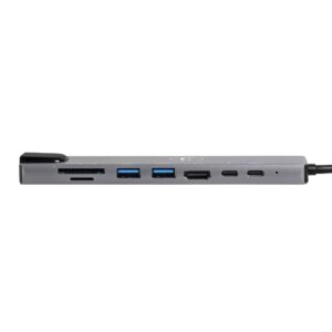Hub, 8-IN-1, USB Type-C to HDMI, RJ45, USB-C (charging), USB-C 3.0 (data), 2 x USB-A, Unno Tekno - Image 3
