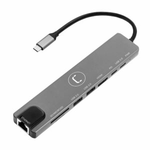 Hub, 8-IN-1, USB Type-C to HDMI, RJ45, USB-C (charging), USB-C 3.0 (data), 2 x USB-A, Unno Tekno