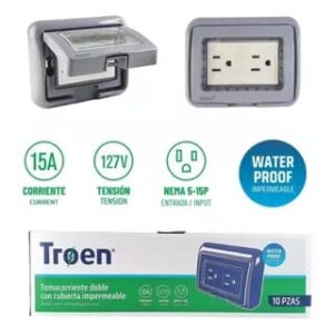 Outlet, Flush Mount, Double Socket, Waterproof, 15A, Troen - Image 3