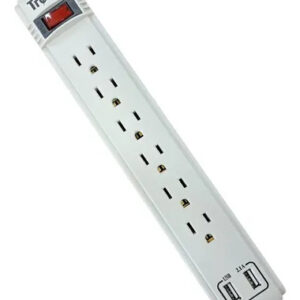 Power Strip, 6 Outlet, 2 USB, 13A, Troen