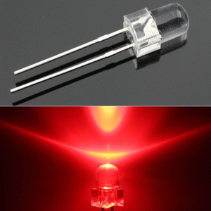 LED Bulb,10mm, Transparent, 1000 MCD, Red