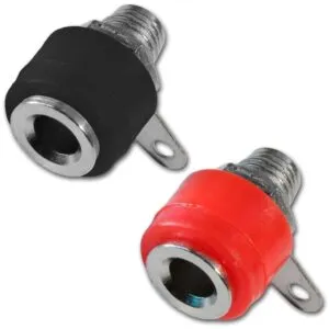 Connector End, Banana, Female, Red or Black, Chassis