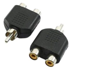 Connector, Adapter, Audio, RCA Plug  to 2 RCA Jack, BK