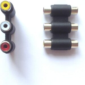 Connector, Coupler, 3 RCA Jack to 3 RCA Jack, Audio/ Video - Image 1