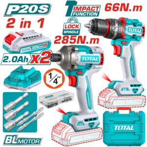 Drill + Driver, Impact, Cordless, Compact, 20v, Combo Kit + Case - Image 2
