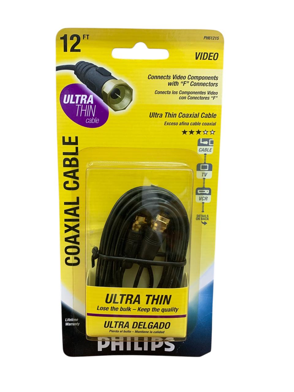 Philips Rd Cable Cable, Coaxial, Ultra-Thin, 12ft, Philips - mayaselectronics.bz