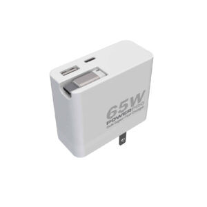 Charger, Wall, USB, Type-C, Dual, Retractable, 65w, Unno Tekno - Image 1