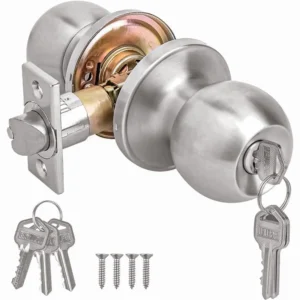 Lock, Knob, Interior & Exterior, Stainless Steel