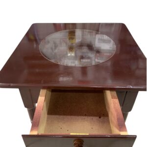 Nightstand, Wood, with single drawer, glass top - Image 3