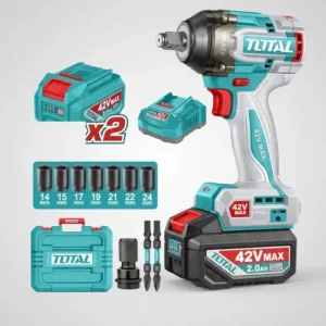 Wrench, Impact, Cordless, 42v, ½", 600Nm, 2pc 2A Batteries, Total