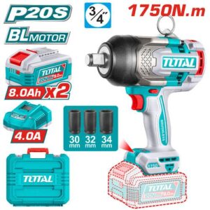 Wrench, Impact, Cordless, 20v, ¾", 1750Nm, 2pc 8A Batteries, Total - Image 2