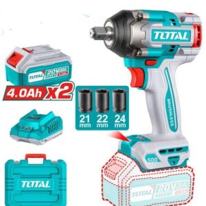 Wrench, Impact, Cordless, 20v, ½", 500Nm, 2pc 4A Batteries, Total - Image 1
