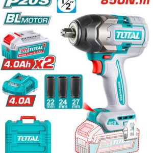 Wrench, Impact, Cordless, 20v, ½", 850Nm, 2pc 4A Batteries, Total - Image 2