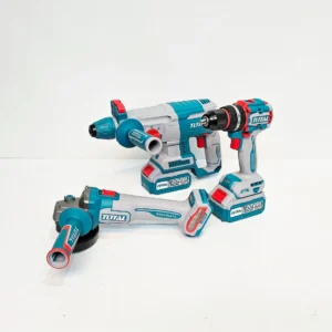 Tool Kit, Combo, 3-in-1, Hammer Drill + Impact Drill + Angle Grinder + 2pc 4A batteries + Charger, Total