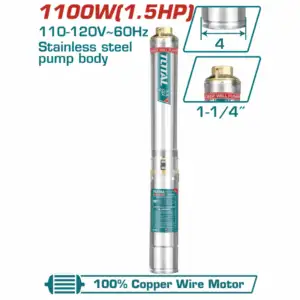 Pump, Deep Well, 4", 1¼", 1.5HP, 1100w, Total - Image 2