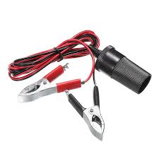 12V–24V Car Battery Clamp Adapter with Female Cigarette Lighter Socket