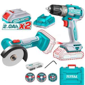 Tool Kit, Combo, 2-in-1, Drill, Mini Cut-off,  2pc 2A Batteries, Total