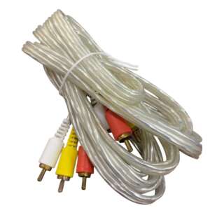 Cable, 3 RCA Audio/Video Composite Male to Male, Transparent, 10ft, Netcom - Image 2
