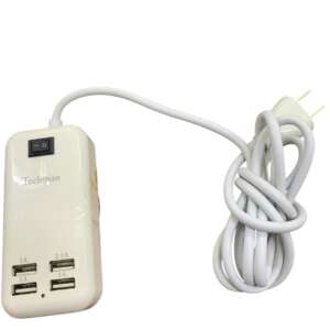 Charger, USB Desktop, 15W, 4-Port, Cord & Switch, 1.5m