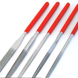 File Set, Diamond Needle, 5-Piece, 3 × 140mm, Red Vinyl Handles - Image 3