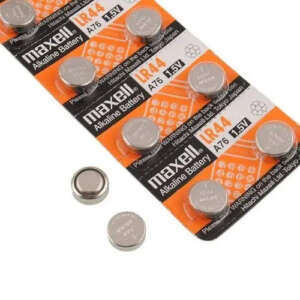 Battery, Button Cell, Alkaline, 1.5v,  LR44, A76, AG13, L1154, LR1154, Maxell (single)