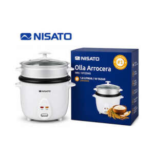 Rice Cooker, Electric, 10 Cups, Non-stick Bowl, Keep Warm Function, Steam Basket, White, Nisato - Image 1